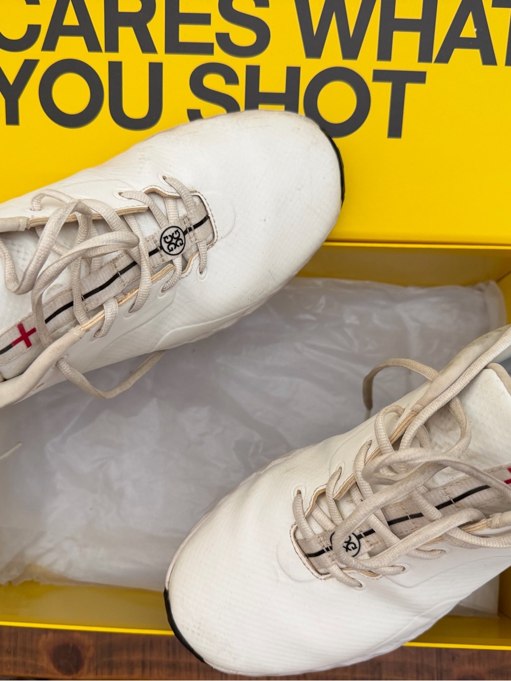 G/FORE White Men's Sneaker with Subtle Red Accent
